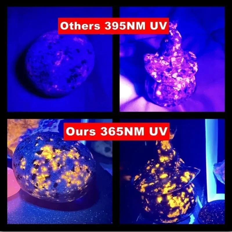 lampe torchon uv rechargeable led noire violette indicateur charge type