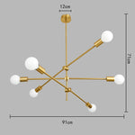 chandelier moderne or noir led suspension salon cuisine industrielle minimaliste