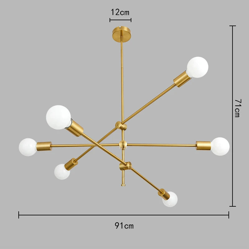 chandelier moderne or noir led suspension salon cuisine industrielle minimaliste