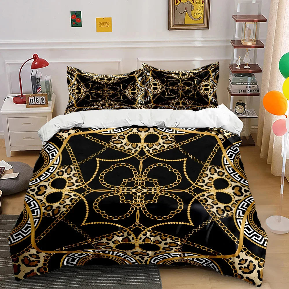 Housse de couette motif ceinture chaîne vue d'ensemble