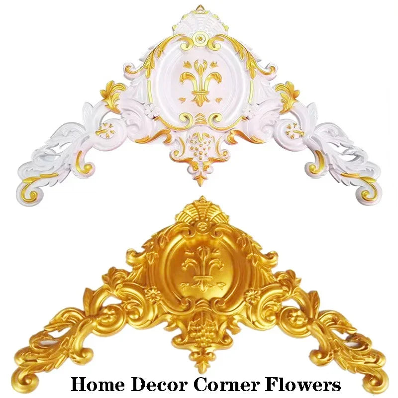 corniche décorative murale baroque blanc or sculpture classique angle
