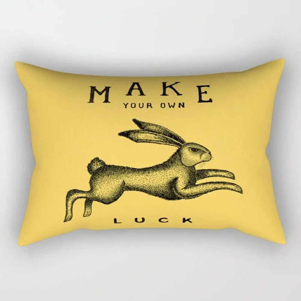 taie d'oreiller rectangulaire jaune clair motif géométrique moderne housse coussin canapé coton 30x50cm