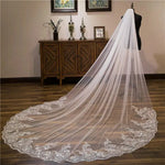 voile mariée blanc broderie florale translucide classique paillettes bord dentelle polyester