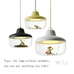 pendants led suspension chambre salon original oiseaux enfants dinosaures abatjour transparent Blanc