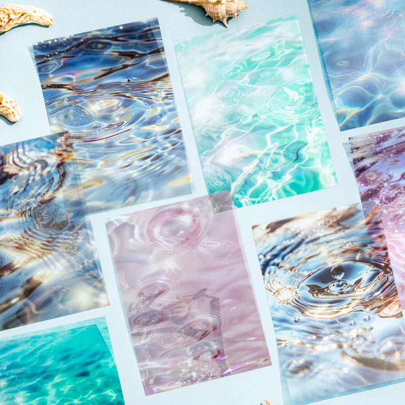 autocollants decoratifs surf together ancien esthetique materiau pet 10 pieces illustrations numeriques coquillages papillon