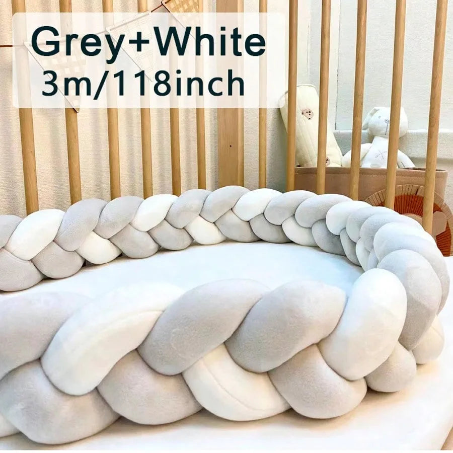 coussin lit tressé berceau bébé protection lit enfant doux blanc rose gris