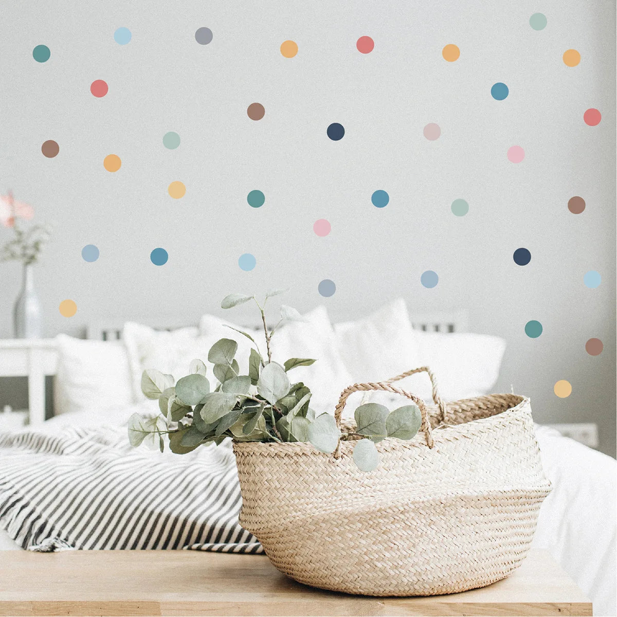 stickers muraux multicolores points ronds décoration moderne autoadhésifs pvc chambre enfant salle classe