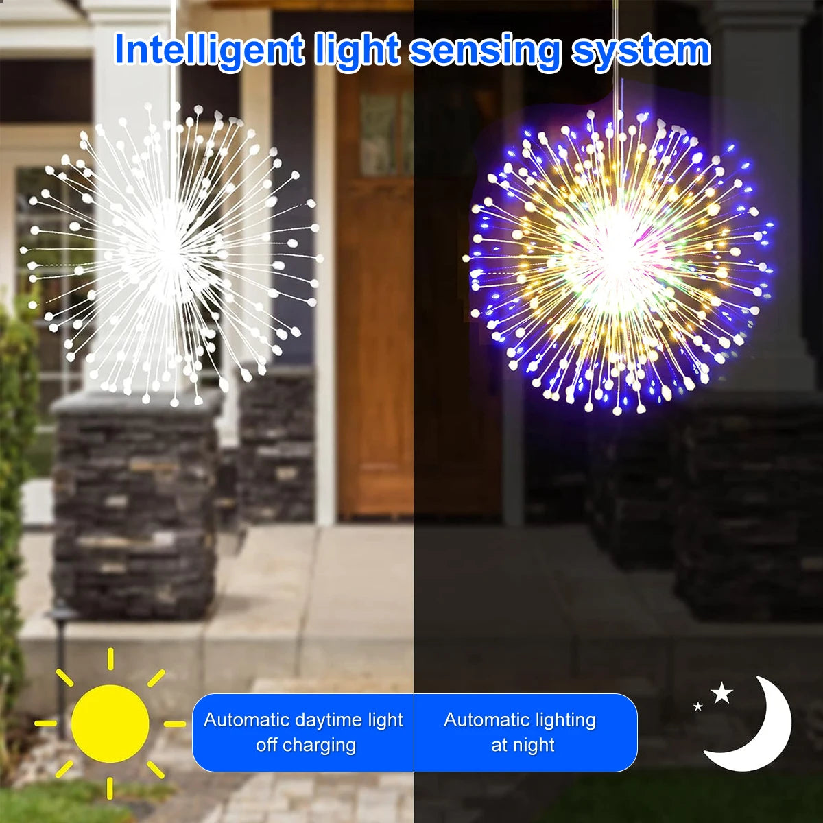 guirlande lumineuse solaire 90 150 200 leds multicolore étoiles moderne extérieur festive noël patio
