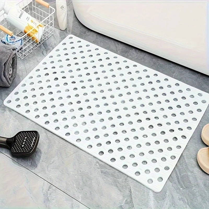 tapis bain douche gris vert perforations anti dérapage moderne salle bain ventilation trous ronds