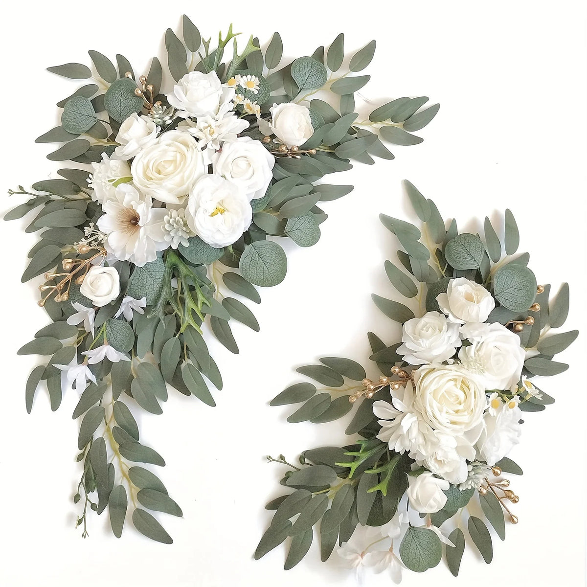 décorations florales blanc vert doré mariage anniversaire baby shower extérieur rustique élégant bienvenue