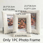 cadre photo texturé rose beige blanc enfant ours peluche decoratif rustique chambre