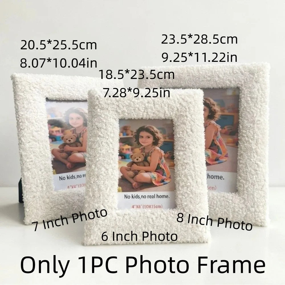 cadre photo texturé rose beige blanc enfant ours peluche decoratif rustique chambre