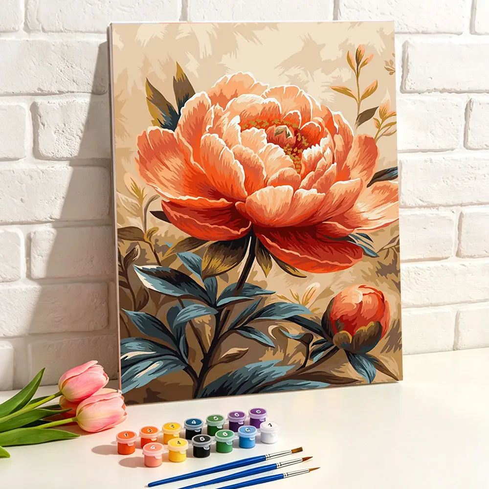 toile peinte fleur pivoine débutants adultes coloriage numérique modernes décoration muraine crafts fournitures stress