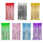rideau franges métalliques brillantes fête rouge argent doré vert rose violet clips decoration