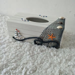 boîte mouchoirs thème marin blanc bleu marine orange coquillage filet pêche étoile mer roue
