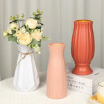 vases résine modernes blanc rose vert orange géométriques ruban jute