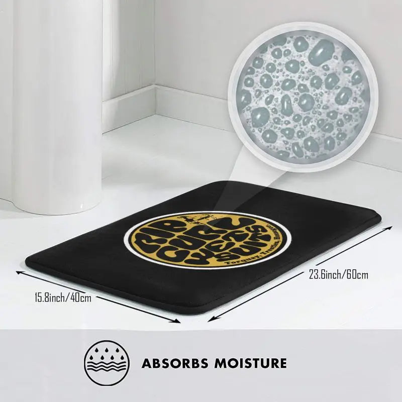 tapis sol personnalisé antidérapant imperméable rip curl motif surf noir jaune décoration maison