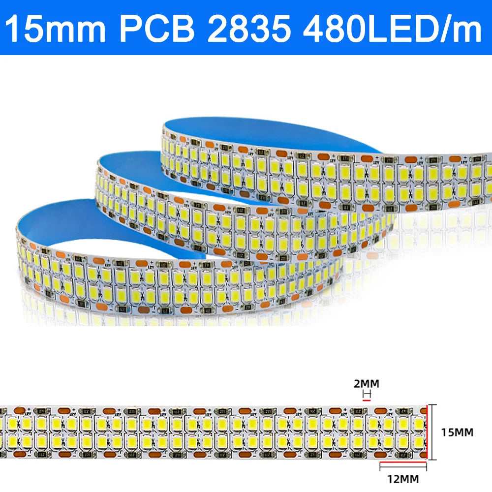 ruban led flexible smd 2835 blanc neutre moderne 480 diodes mètre 12v 24v dc