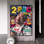 affiche pop art graffiti rap 2pac décoration murale salon toile moderne urbain