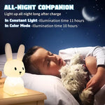 veilleuse nuit lapin blanc moderne enfant led silicone câble usb pression contrôle chambre décoration