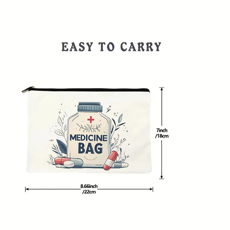sac rangement polyestère pliable blanc motif bouteille médicaments rouge illustrations techniques humoristiques portable
