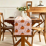 tableau halloween citrouilles fantômes orange blanc rose polyester restaurant fêtes salon automne
