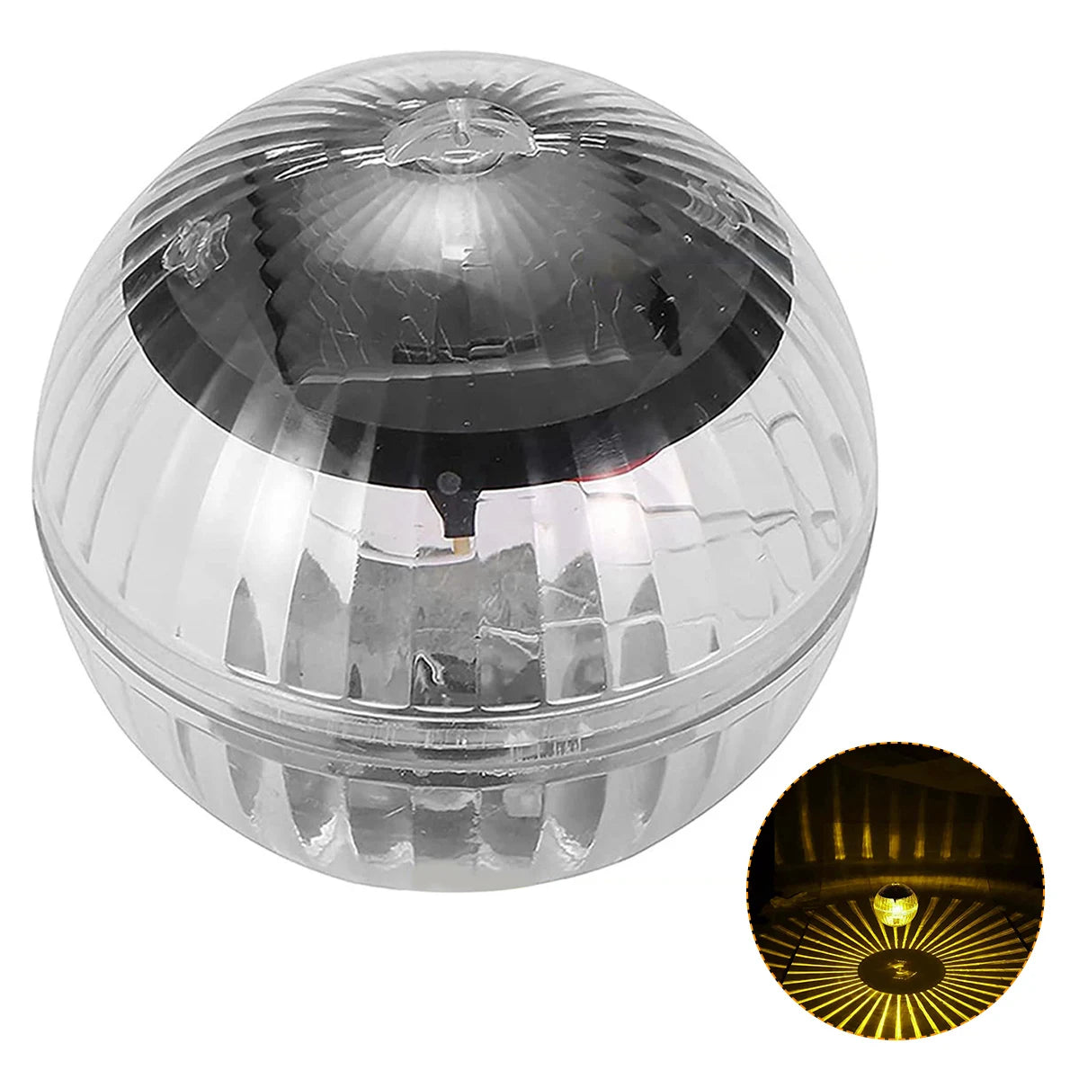 boule lumineuse solaire ip44 led moderne transparente rayures horizontales piscine jardinextérieur