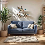 décoration murale canards vol bois métal naturel adhésif inclusion trois pièces réaliste vert marron