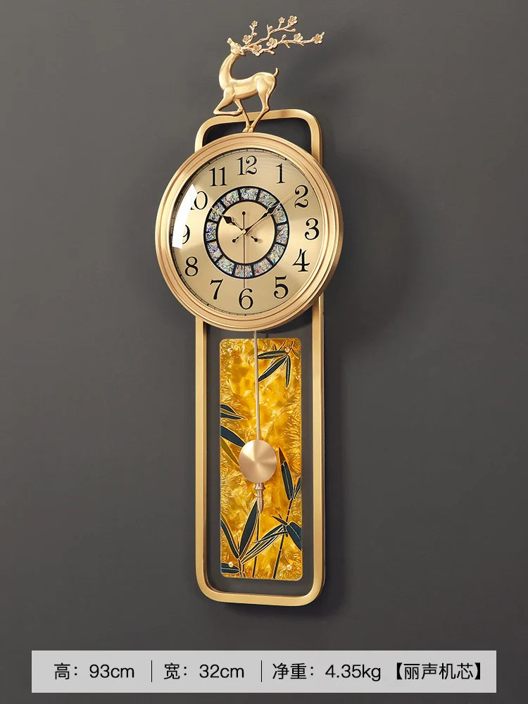horloge murale moderne or noir figurine cerf abstraite décoration chambre salon