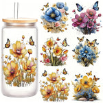 tasse fleurs colorées papillons adhésif décoration diy blanc classique unique plastique