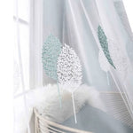 rideau moderne feuilles stylisées blanc vert clair transparent polyester chambre salon