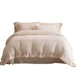 ensemble literie flanelle beige motif brodé simple housses couette taies d'oreiller drap plat classique
