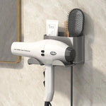 porte sèche cheveux adhésif moderne gris métallisé salle bain rangement brosse gobelet téléphone