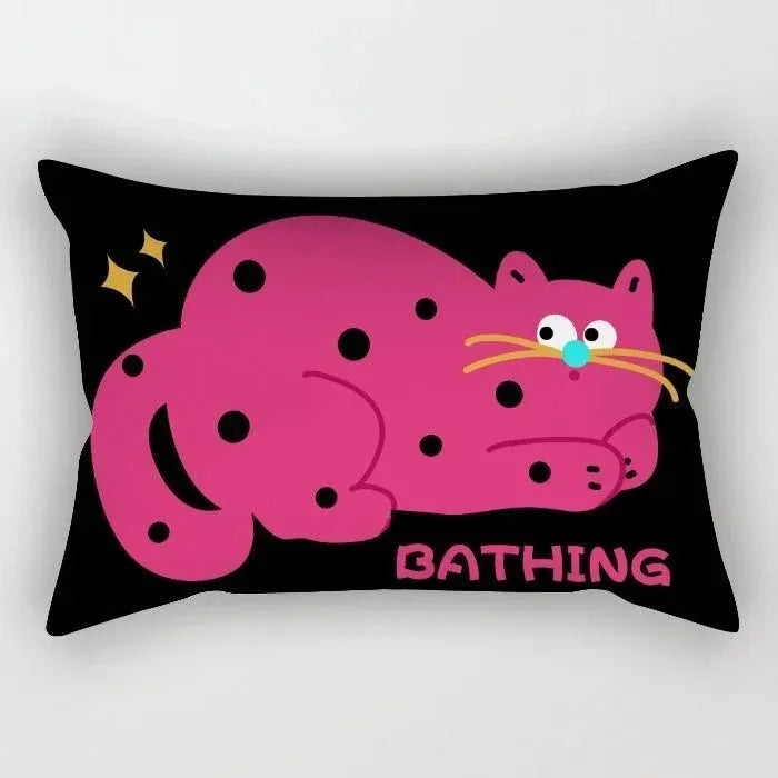 taies d'oreiller kawaii rayées chats chiens moderne enfants chambre decoration maison 30x50cm 40x60cm 50x70cm