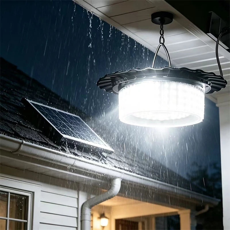 lampe solaire suspendue 244 led noir moderne télécommande détecteur mouvement ip65 abs