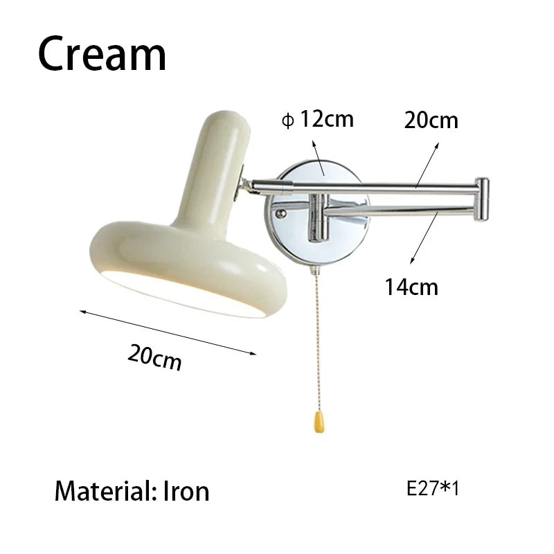 lampe murale articulée crème moderne ampoule E27 réglable hauteur bas led
