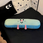 coussin mousse mémoire forme colonne moderne rose vert bleu jaune blanc carreaux animaux 85cm