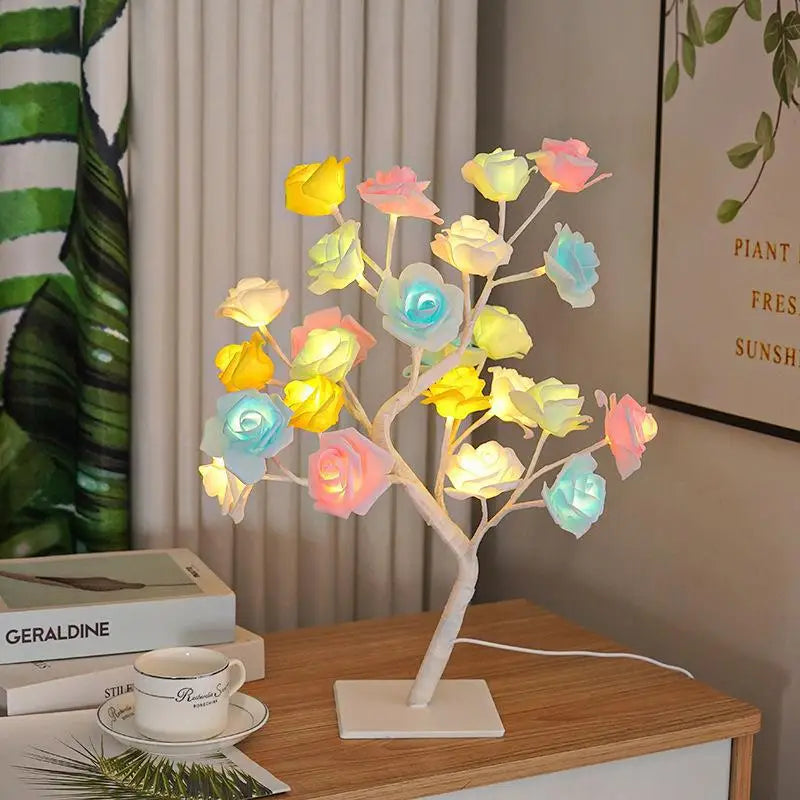 décoration noël lampe arbre rose led usb alimentée blanc multicolore contemporain minimaliste