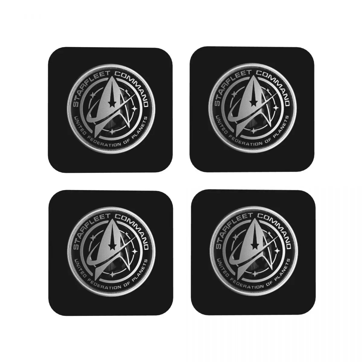 sous verres starfleet command logo étoiles noir antidérapants moderne cuisine restaurant bar