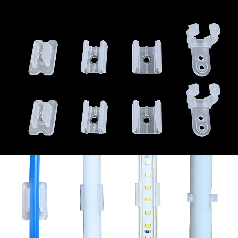 clips fixations rubans led transparent vis m3 differentes tailles accessoires bande lumineuse clips support