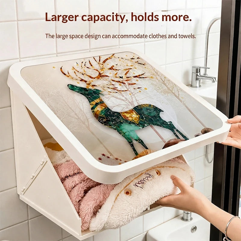 rangements murals pliables salle bain transparent motif cerf forêt moderne adhésif blanc doréversibleéconomique