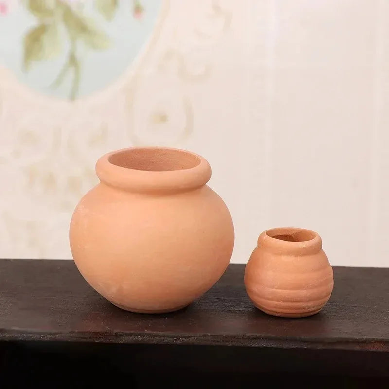 pots céramique miniature rustique pots texte horizontal cannelé décoration enfant jouets cuisine architectural