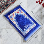 tapis prière musulman fleur coton flocage antidérapant bleu vert rouge ornements bordure classique 120cm
