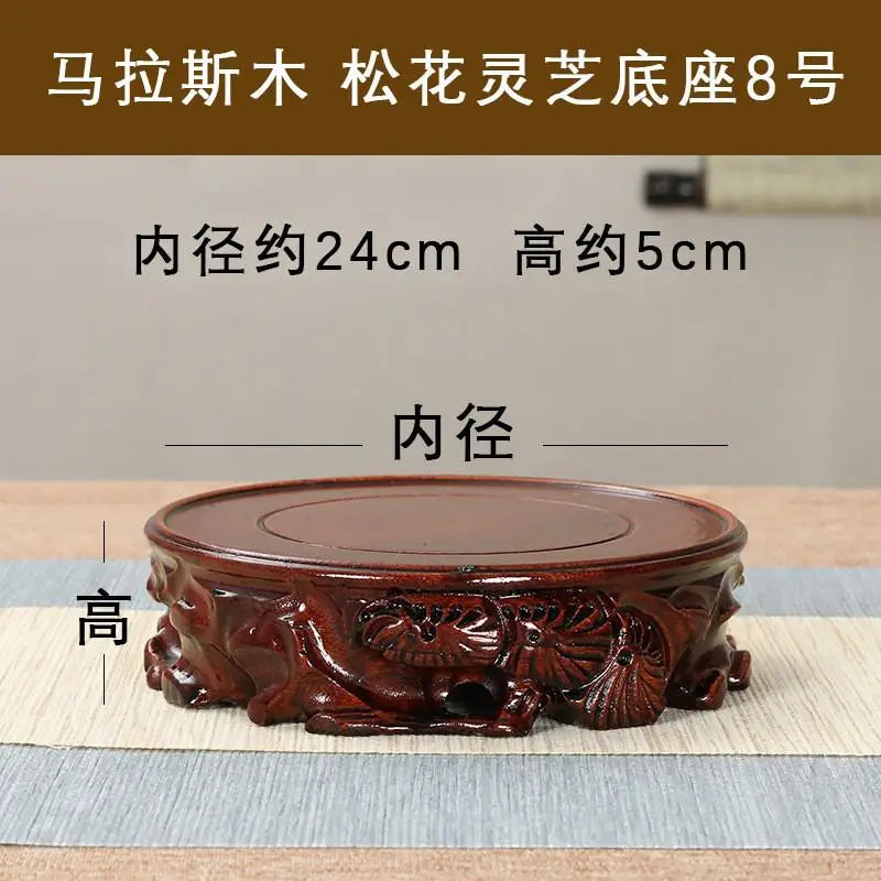 support bois sculpté pot bonsaï figurine décoration intérieure traditionnel