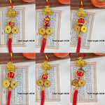 décoration murale traditionnelle chinoise motifs floraux or rouge blanc pièces d'or rubans pompons caractères