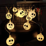 guirlande lumineuse halloween squelette souriant blanc 3m 20leds batterie usb