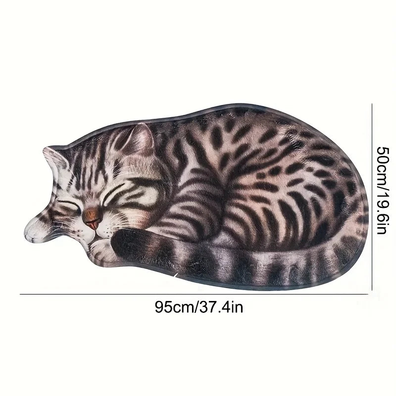 tapis sol décoratif motif chat réaliste antidérapant polyester salon chambre entrée maison