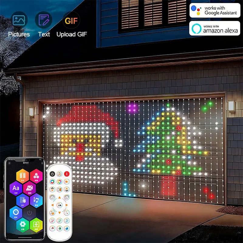 guirlande lumineuse led multicolore pixel art moderne clips synchronisation musicale festive
