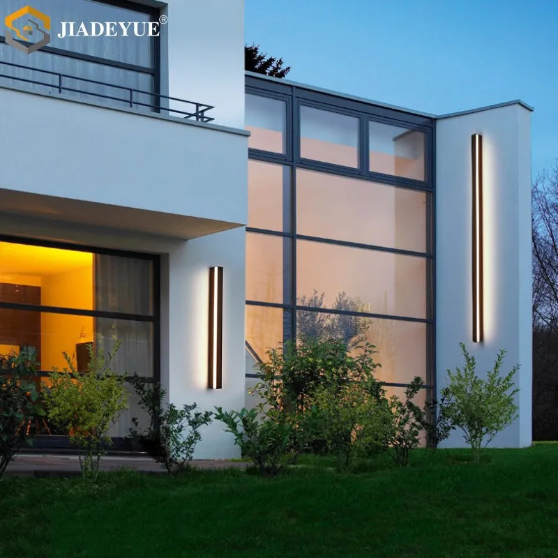 applique murale led extérieure aluminium étanche moderne jardin villa couloir noir blanc