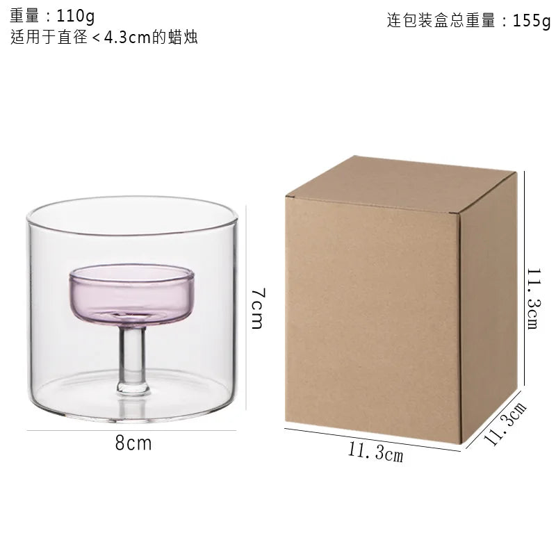 bougeoir moderne verre transparent orange pied simple décoration intérieure bougie